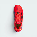 Focuses on the tightly locked-in lace closure layout, showing the clean alignment of the breathable mesh tongue and the neon graphics guarding the toe box.