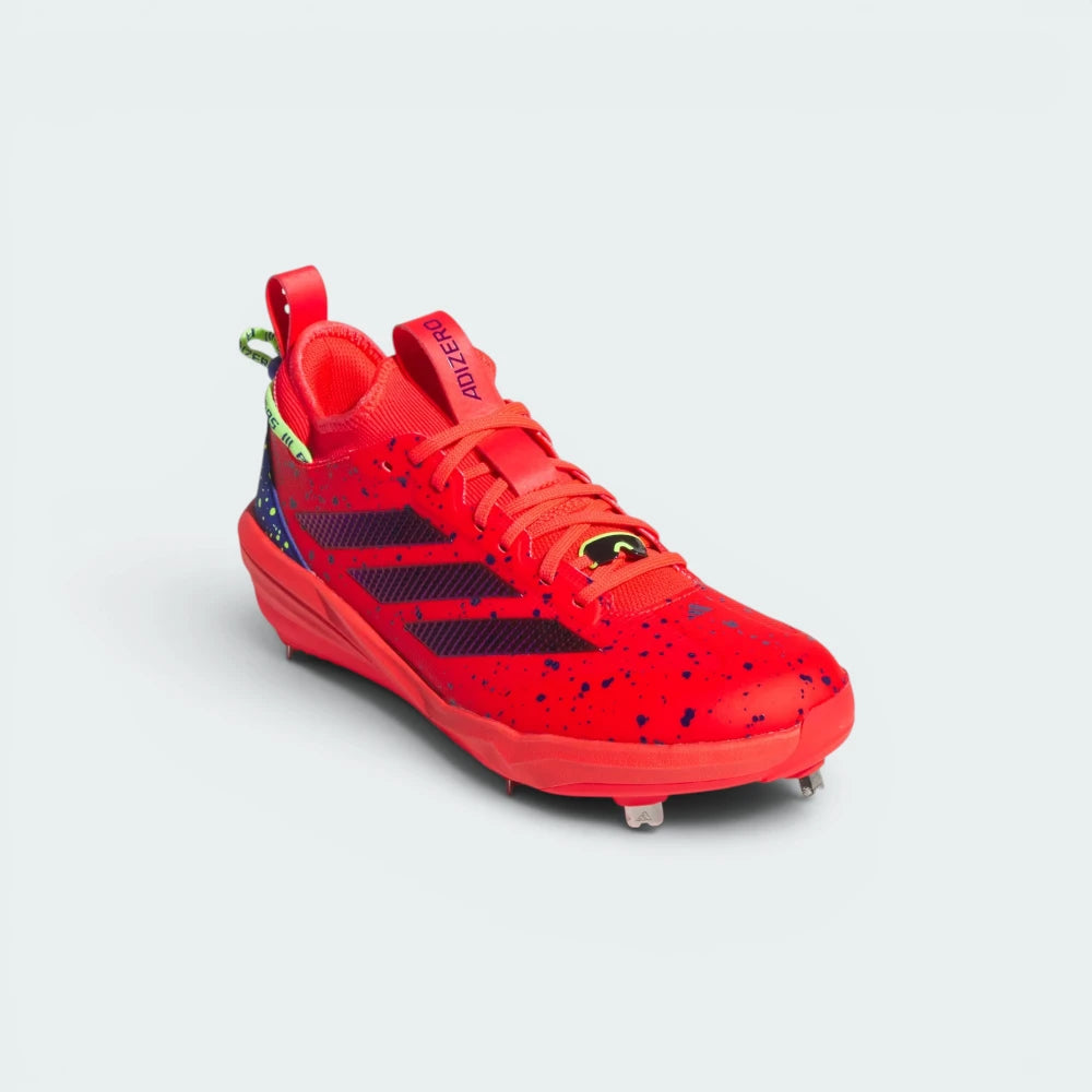 Emphasising the low-slung, track-inspired silhouette and the professional distribution of the high-contrast iridescent elements.