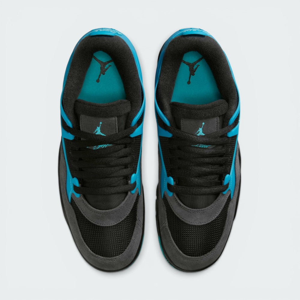 Top-Down View of Pair: Looking down at the tonal lacing system and the sleek, low-profile tongue branding.