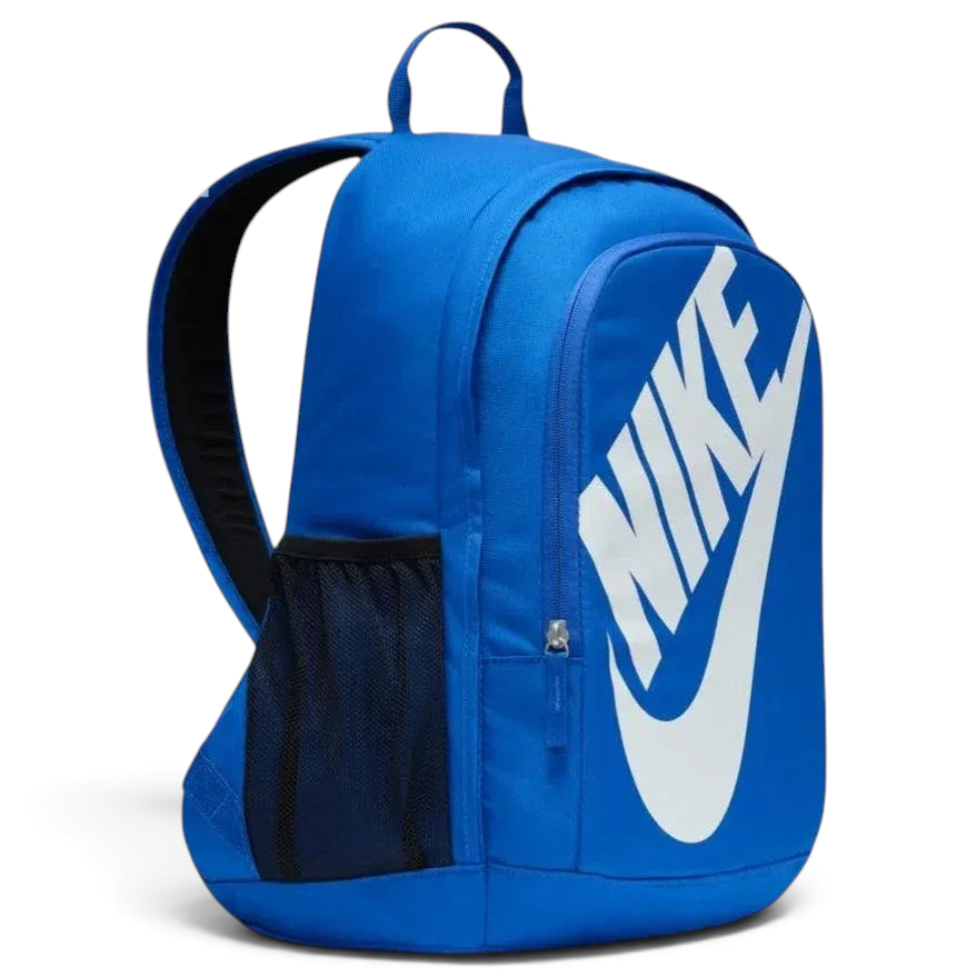 Three-quarter view of the bag, emphasizing the vibrant blue colourway and the sturdy top haul loop.