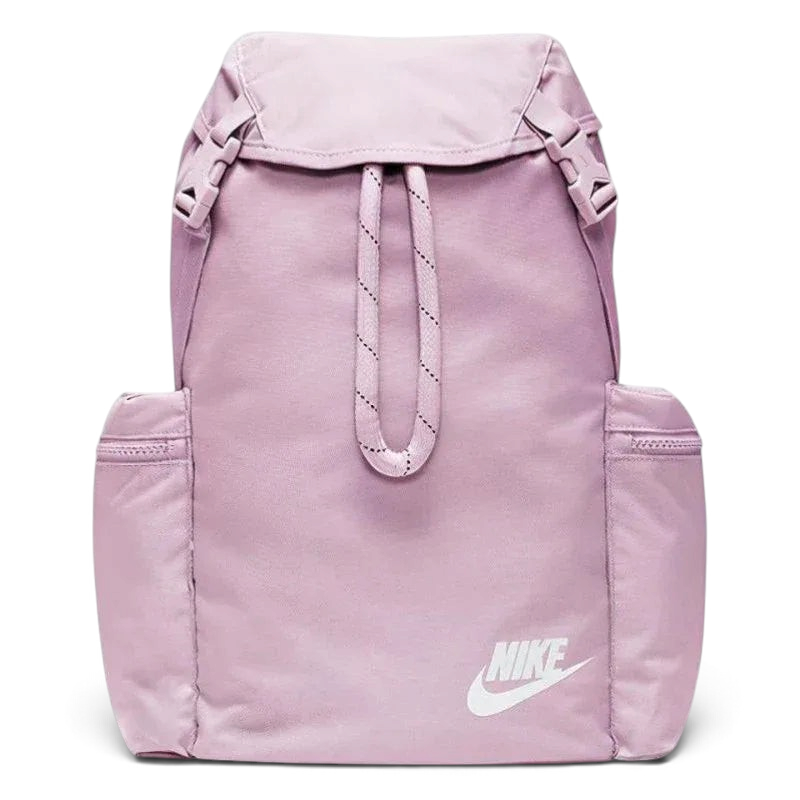 Front profile of the Ice Light Purple Nike rucksack, showing the slim profile and the hidden side zipper for small item storage. Main image