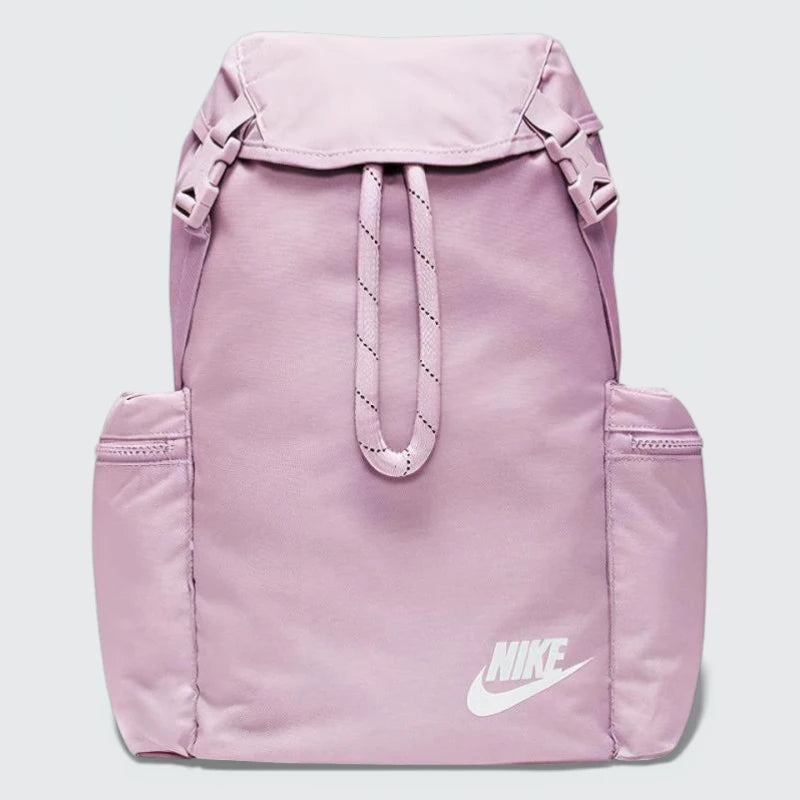 Front profile of the Ice Light Purple Nike rucksack, showing the slim profile and the hidden side zipper for small item storage.