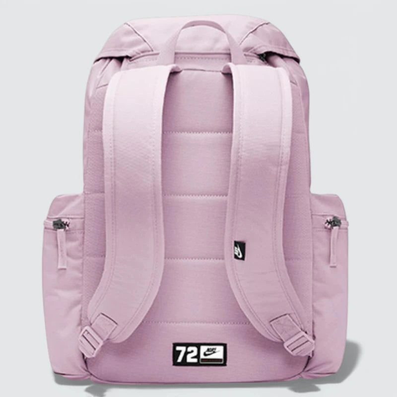 Rear view of the rucksack, showing the clean purple back and the reinforced bottom corners for extra durability.