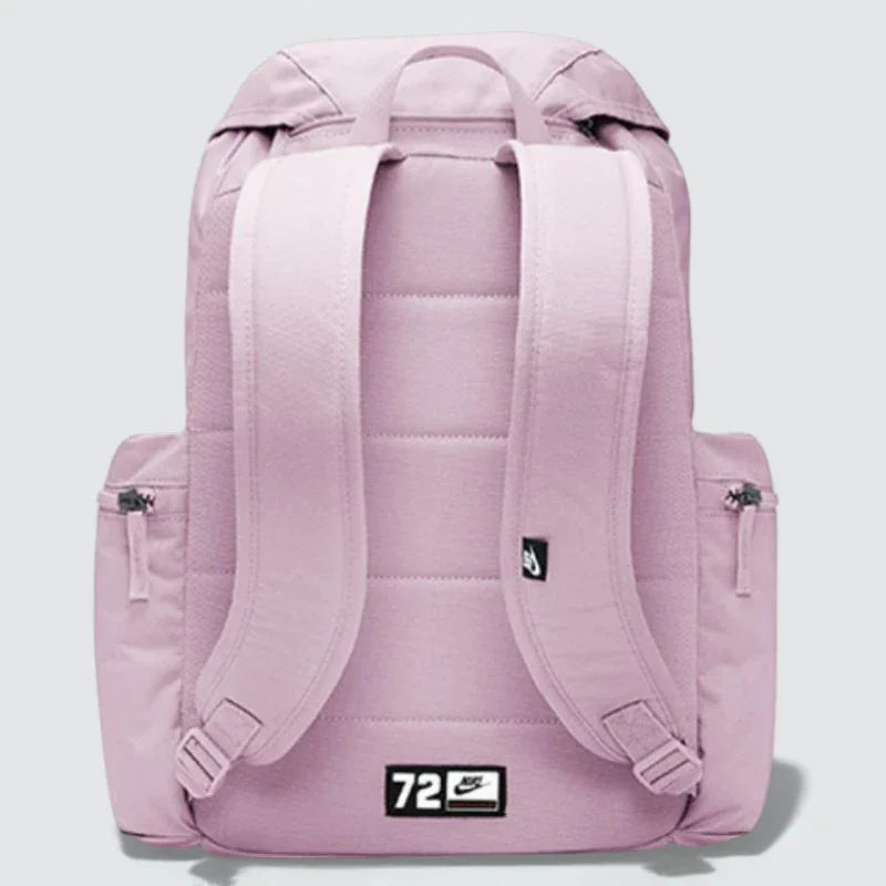 Rear view of the rucksack, showing the clean purple back and the reinforced bottom corners for extra durability.