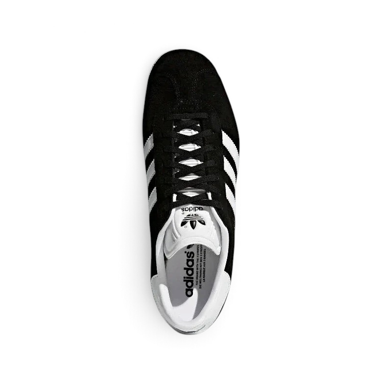 Top-down view of adidas Originals Gazelle Men's trainers showing laces, tongue, and gold logo details