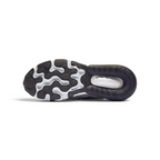 View of the outsole of the Nike Air Max 270 Juniors' white trainers, showing the durable rubber tread pattern with flex grooves.