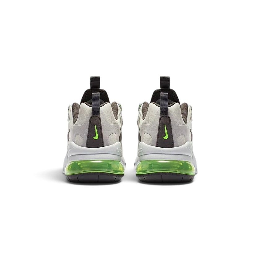 Rear view of the Nike Air Max 270 Juniors' trainers, focusing on the large, visible 270 Max Air unit in the heel and pull tab.