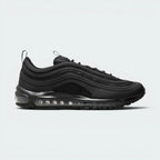 Highlights the high-velocity sweep of the layered black synthetic waves, showing the clean contrast of the miniature white side Swoosh and the translucent full-length Max Air unit embedded in the white midsole wall.