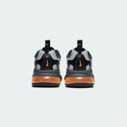 Rear view of the Nike Air Max 270 React Winter Juniors' trainers, focusing on the large, visible 270 Max Air unit in the heel and pull tab.