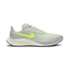 Nike Air Zoom Pegasus 37 Men's running trainers in grey fog with vibrant volt accents, side profile showing engineered mesh upper, Nike Swoosh, and cushioned midsole.