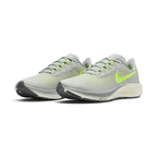 Angled view of two Nike Air Zoom Pegasus 37 Men's grey running trainers, side by side, showcasing their responsive design and athletic profile.