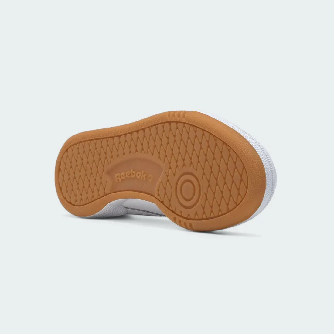 Reebok Club C 85 Women's White Leather Trainers BS7686 outsole with flat rubber tread and Reebok branding for grip and durability