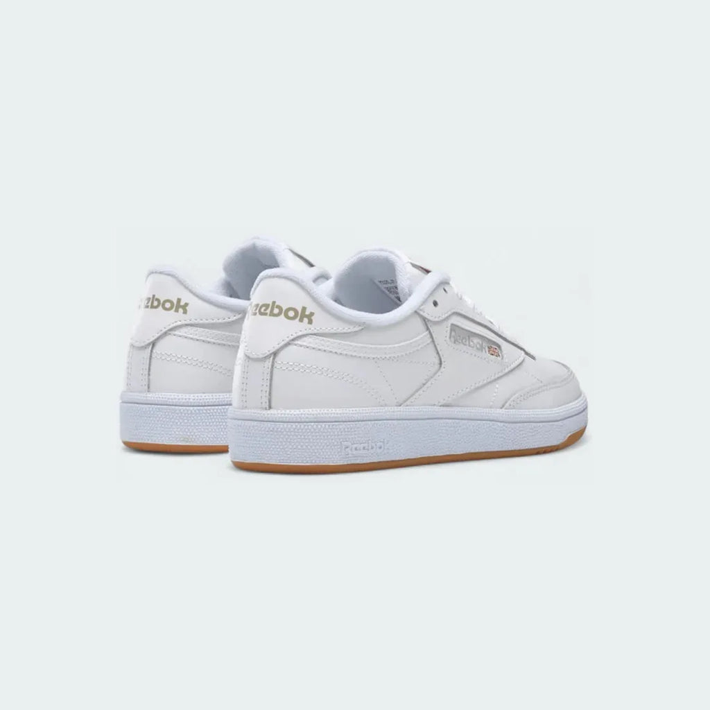 Reebok Club C 85 Women's White Leather Trainers BS7686 back view showing embossed Reebok logo on heel tab and low-cut collar