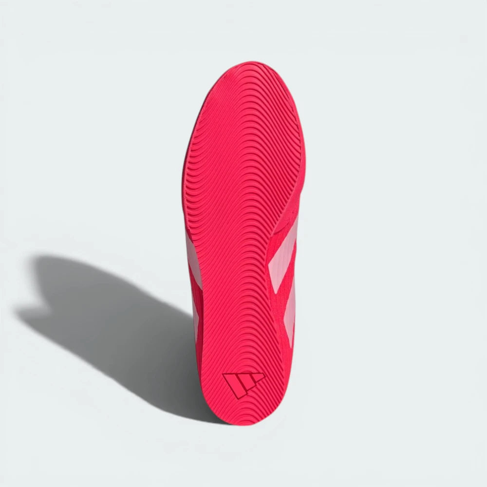 View of the thin rubber outsole, detailing the multidirectional grip pattern designed specifically for ring mats.