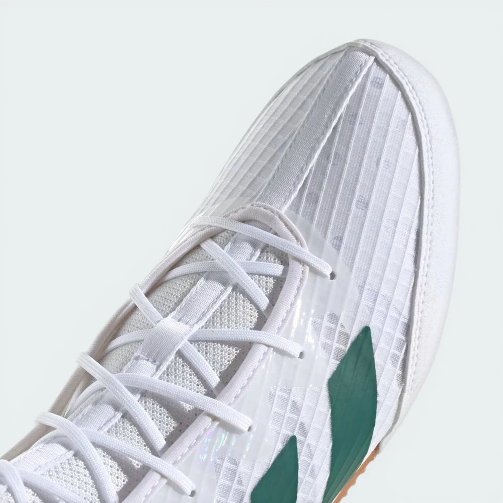 Close-up of the forefoot area, highlighting the fine mesh ventilation zones and the precision stitching.