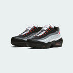 Nike Air Max 95 Recraft Juniors White Trainers CJ3906-101 angled view showing wave-inspired side paneling