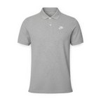 Overhead view of the polo shirt laid flat, highlighting the symmetrical 2-button placket and the crisp white embroidered logo.