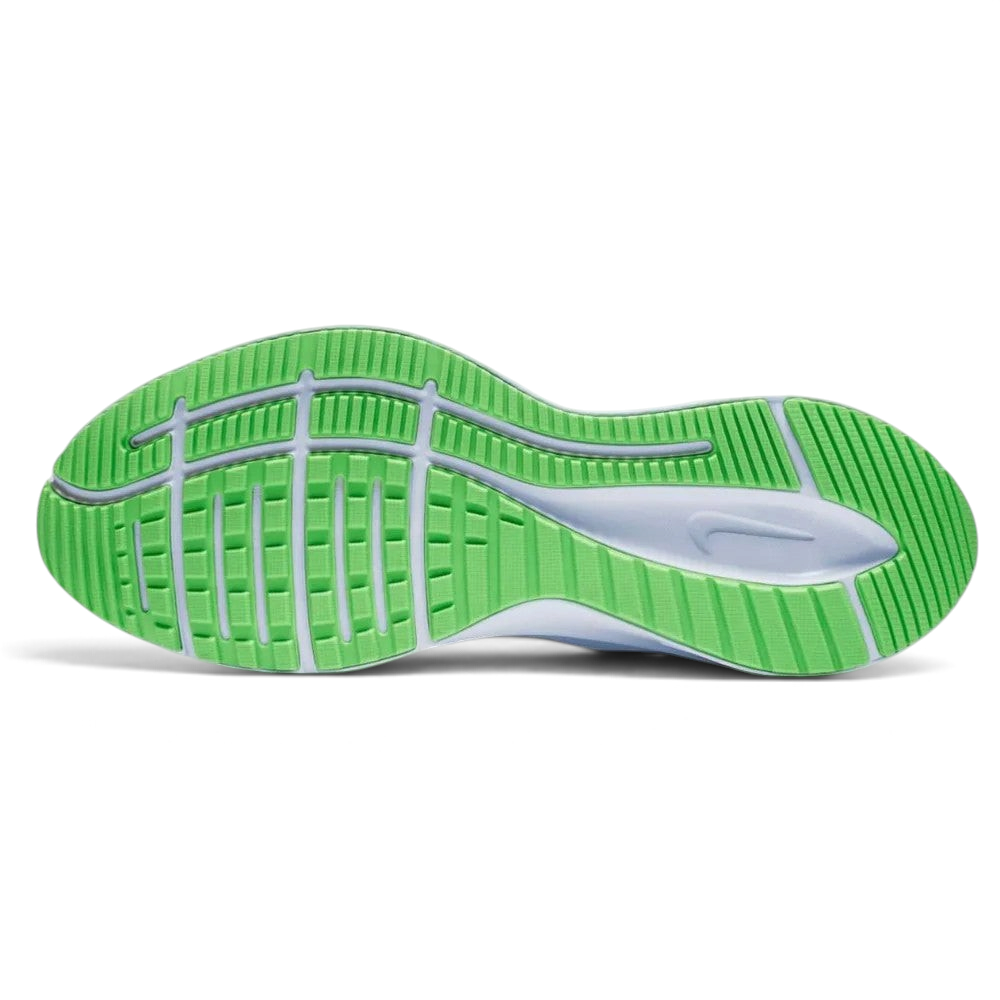 Displays the highly intricate micro-groove patterns of the black Storm-Tread rubber outsole, engineered for unreal grip and continuous water dispersion on wet pavements.
