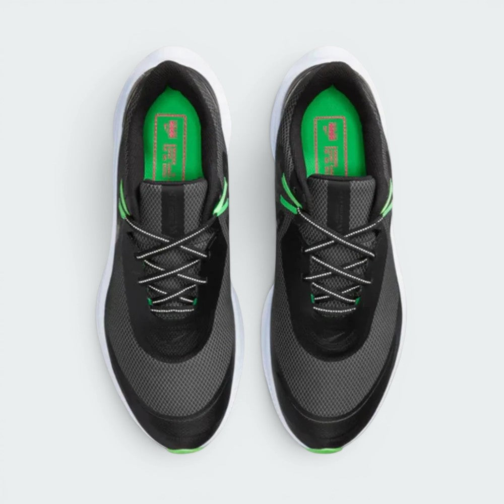 Focuses on the locked-in lacing track protected beneath the weather-resistant shroud layer, displaying the perfect symmetry of the insulated tongue and the sleek, streamlined toe box.