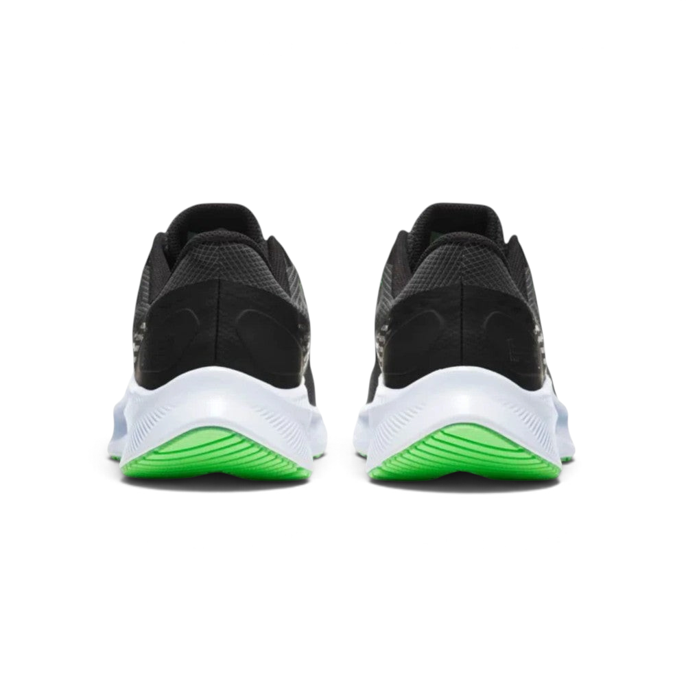 Focuses on the contoured shape of the tapered rear heel collar, showcasing the structured heel counter built to lock the ankle securely in place.