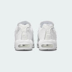 Nike Air Max 95 Essential Men's White Trainers CT1268-100 back view showing heel tab, embroidered Nike Air logo, and layered collar