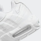 Rear underside close-up of Nike Air Max 95 Essential Men's White Trainers CT1268-100 heel and twin visible Air Max units