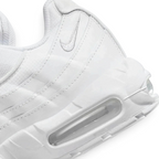 Rear underside close-up of Nike Air Max 95 Essential Men's White Trainers CT1268-100 heel and twin visible Air Max units