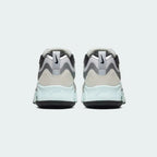 Rear view of the Nike Air Max 200 Women's silver trainers, focusing on the large visible Max Air unit in the heel and pull tab.
