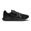 Highlights the high-velocity sweep of the Dark Smoke Grey Nike Swoosh, showing the professional, clean texture of the black mesh upper resting above the sleek, lightweight foam midsole wall.