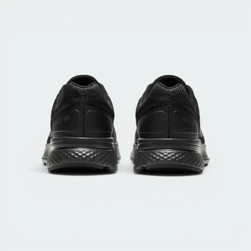 Focuses on the contoured shape of the cushioned rear collar, highlighting the robust structural padding built to cradle the heel with elite comfort.