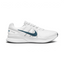 Highlights the lateral profile of the shoe, featuring a dark teal Swoosh sweeping across the Summit White mesh upper, dynamic midfoot webbing straps, white foam midsole, and a white heel overlay stamped with "NIKE RUNNING - SINCE 1972" graphic details.