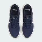 Top-down view of a pair of Nike Run Swift 2 Men's running shoes in navy, highlighting their streamlined silhouette and lace-up closure.