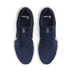Top-down view of a pair of Nike Run Swift 2 Men's running shoes in navy, highlighting their streamlined silhouette and lace-up closure.