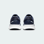 Rear view of the Nike Run Swift 2 Men's navy running shoes, focusing on the structured heel and subtle branding.