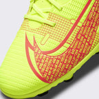 Zoomed-in view of the front of the Nike Mercurial Vapor 14 Club FG/MG men's football boot, showing the lace-up system and textured toe box.