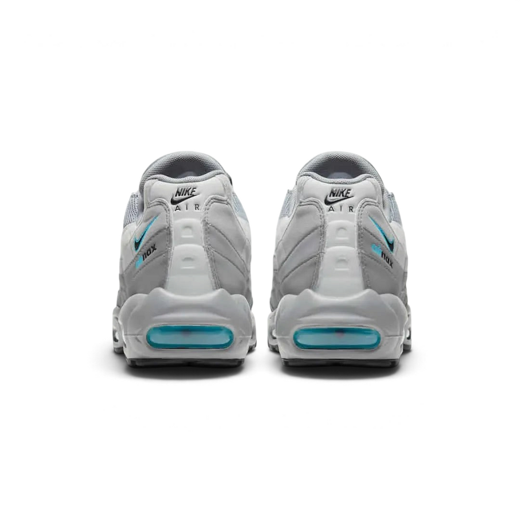 Rear view of the Nike Air Max 95 Men's running shoes, focusing on the prominent heel counter and Nike Air branding.