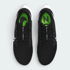 Focuses on the locked-in midfoot webbing layout, displaying the exact symmetry of the extra-padded black tongue and the roomier, wide-cut mesh toe box area.