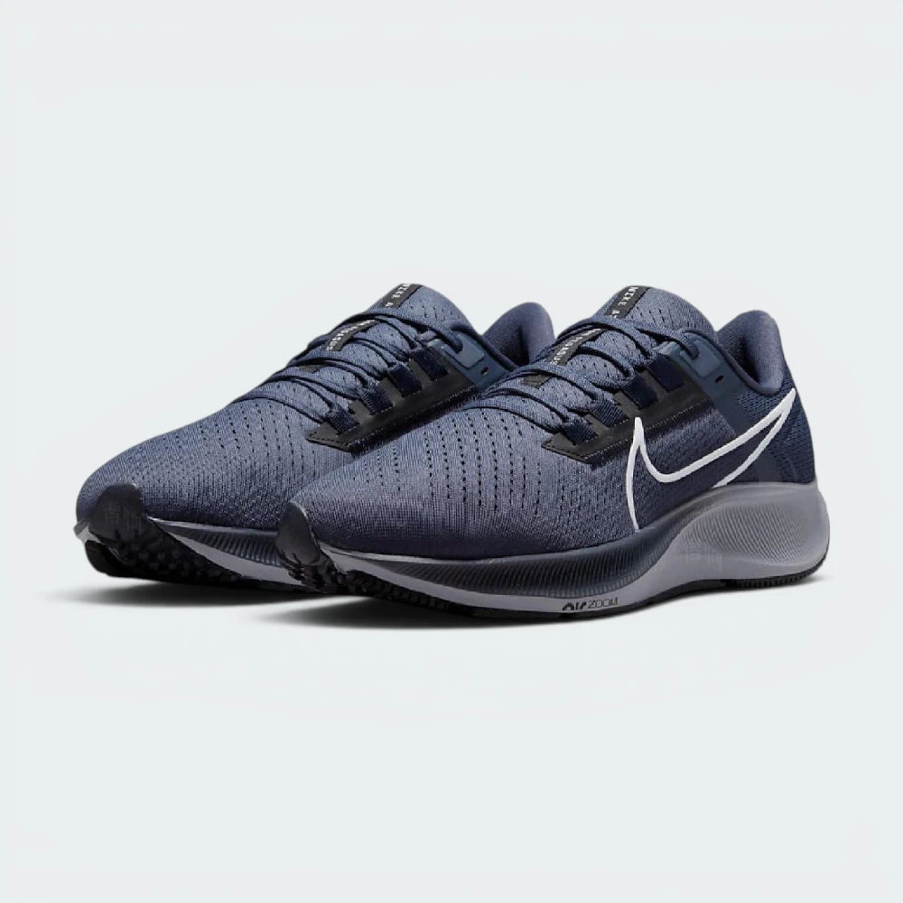 Emphasising the athletic, aerodynamic running stance and the professional distribution of the dark blue panels.