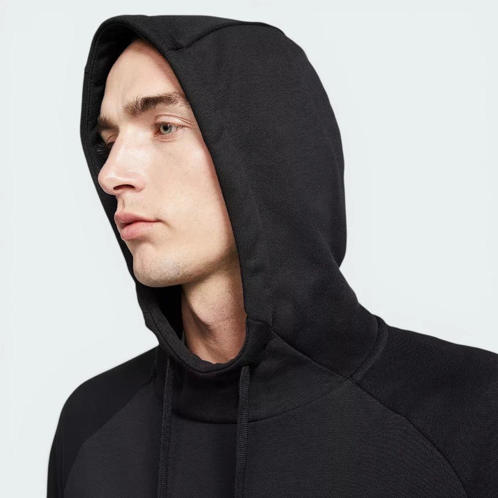 Close-up of the hooded area showing the drawstring toggle and stitching