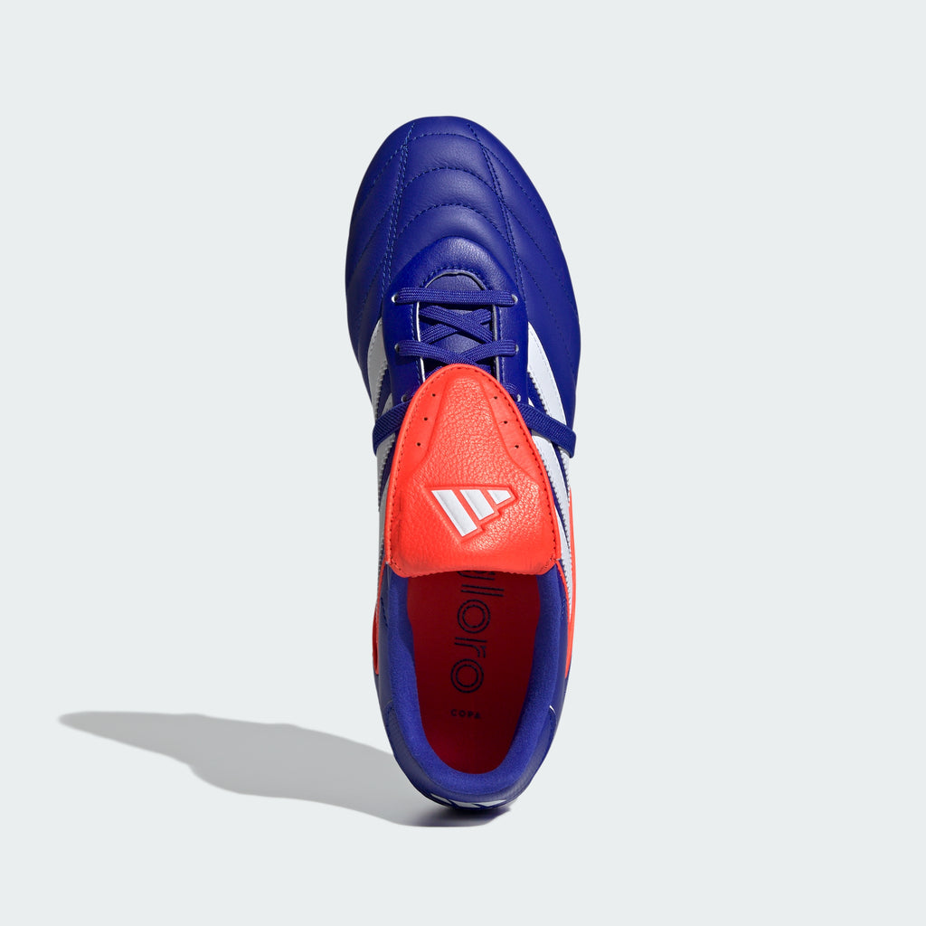 Top-Down View of Pair: Looking down at the iconic fold-over tongue and the premium leather texture of the forefoot.