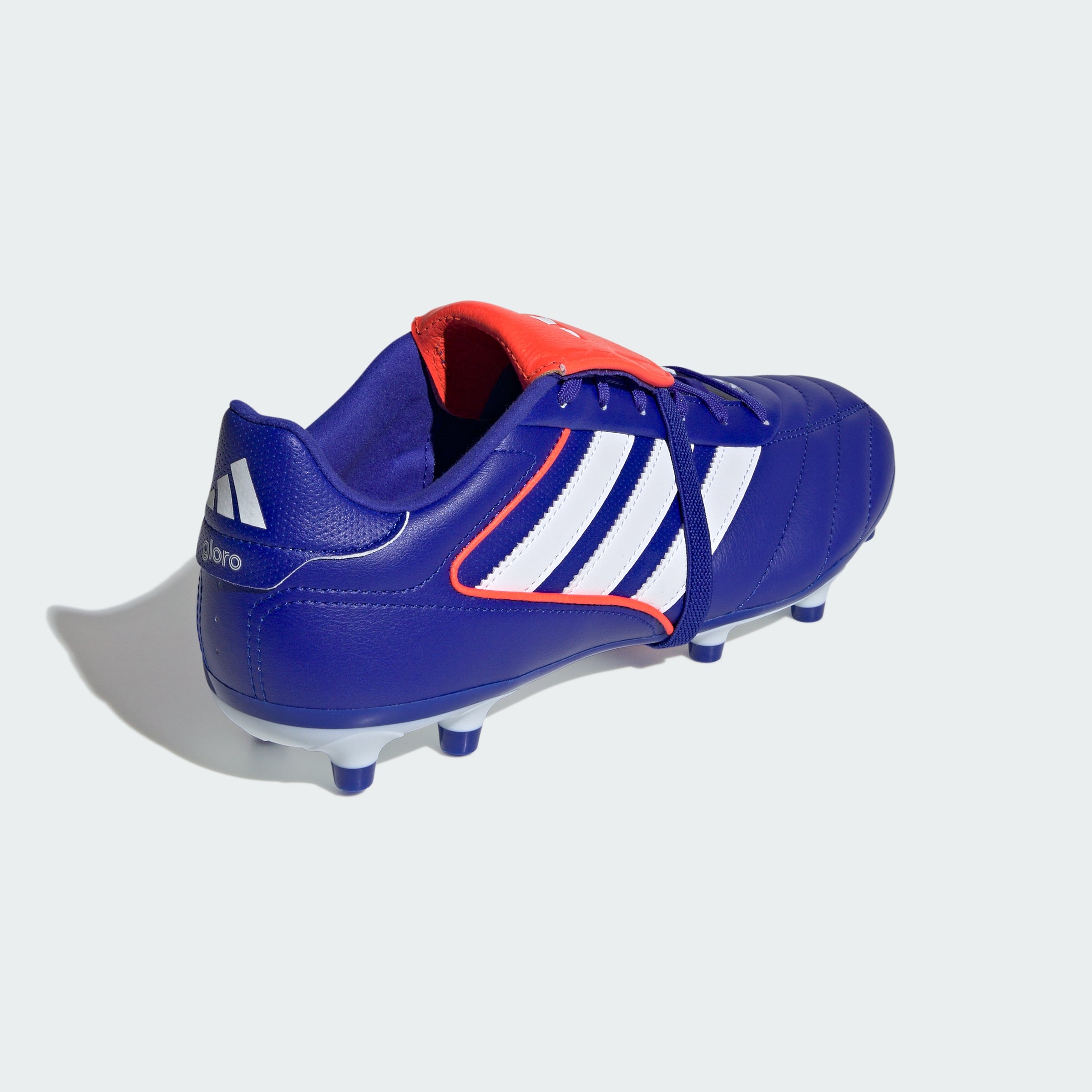 View from Behind Looking at the Heel: Focusing on the stable heel counter and the clean finish of the blue leather.