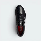 Focuses on the locked-in lacing system and the professional adidas branding on the tongue.