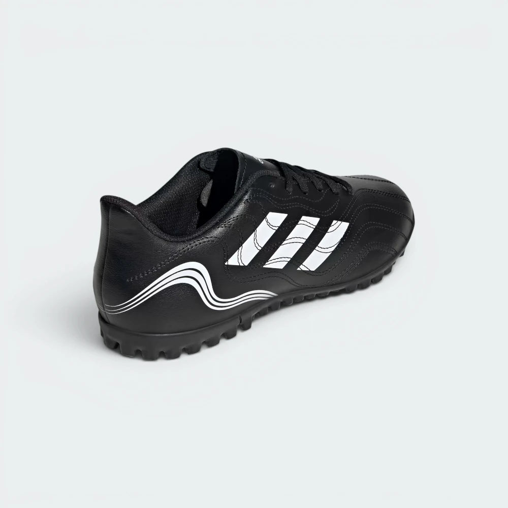 Focuses on the clean lines of the heel construction and the professional finish of the Copa branding.