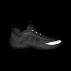 Black sneaker with reflective elements on a transparent background