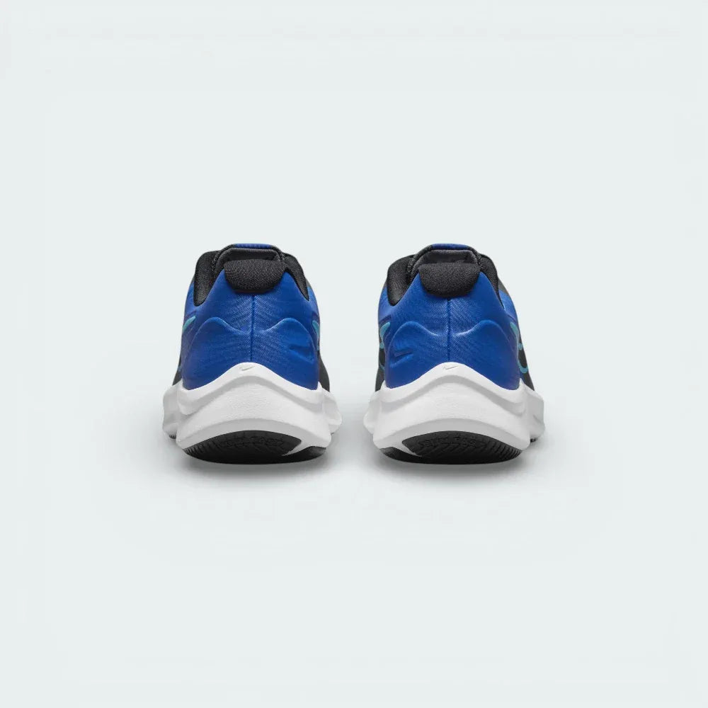 Rear view focusing on the Iron Grey synthetic leather heel support and the padded ankle collar.