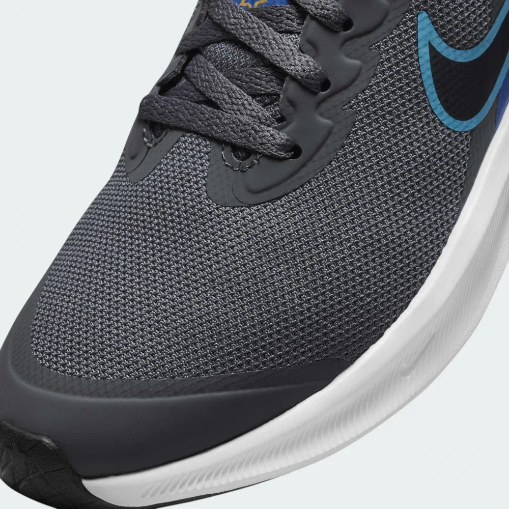 Close-up of the front, showing the reinforced toe tip and the high-quality mesh construction.
