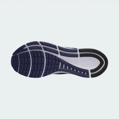 View of the outsole of the Nike Air Zoom Structure 24 Men's navy running shoes, showing the durable rubber tread pattern for road traction.