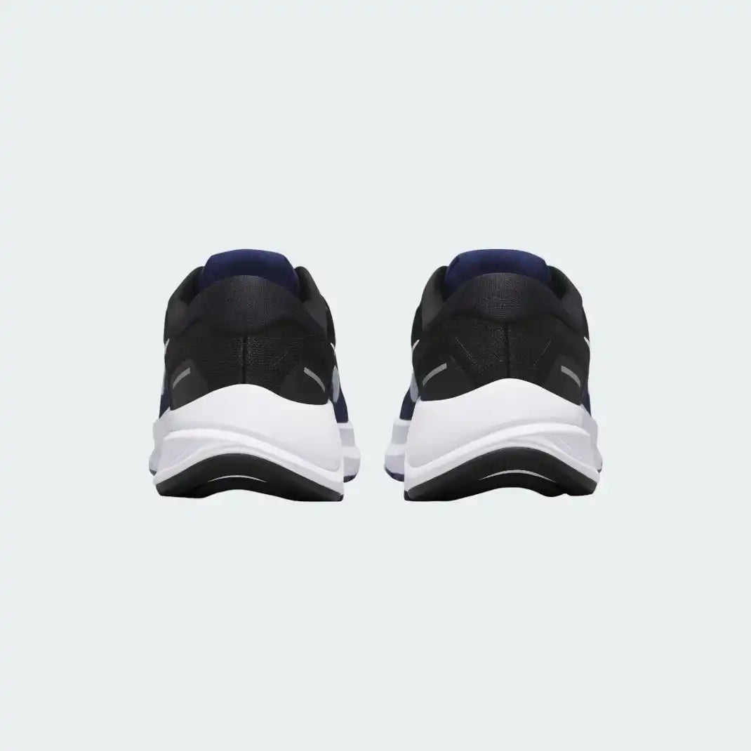 Rear view of the Nike Air Zoom Structure 24 Men's navy running shoes, focusing on the supportive heel counter and subtle branding.