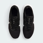 Focuses on the locked-in traditional lacing layout, displaying the perfect symmetry of the black mesh tongue, the matching black laces, and the airy open-cell mesh guarding the front toe box area.