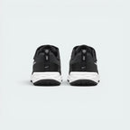 Focuses on the contoured shape of the black heel overlays, showing a professional finish built to keep ankles supported.